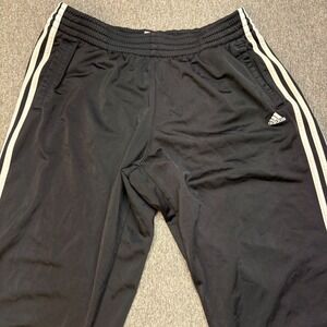 Adidas Men's Black Track Pants Snap Button Side Stripes Size XL Vintage
